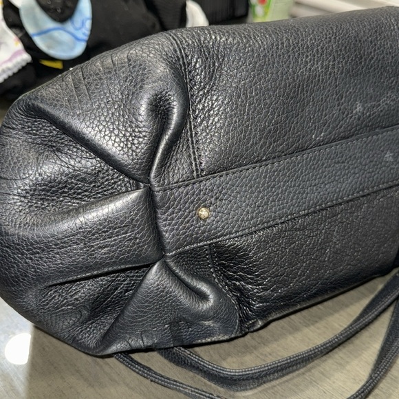 Carolina Herrera Black Monogram Embossed Leather Dahlia Hobo - Picture 11 of 12